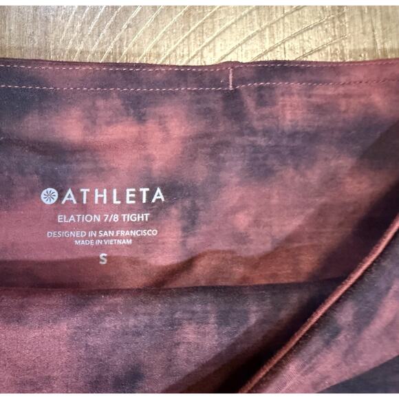 Athleta Elation Ice Dye 7/8 Tight Powervita Maroon Red Black Women’s Size Small - Picture 5 of 15